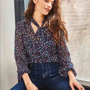 Boden Women's Imogen Neck Tie Ditsy Floral Blouse